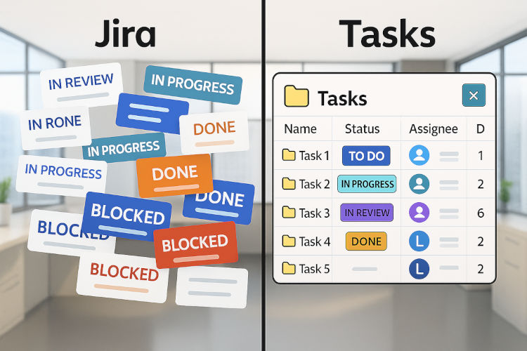 Task Manager for Jira interface showing task organization